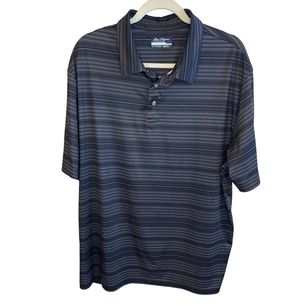 Ben Hogan Performance Golf‎ Polo Shirt Mens XL Stripe Recycled Polyester